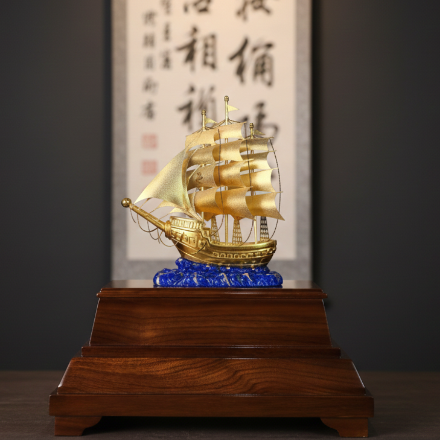 Thuyền Thuận Buồm Dát Vàng 24k - Ảnh 2