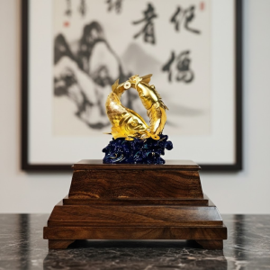 Tượng Đôi Cá Chép Dát Vàng 24k