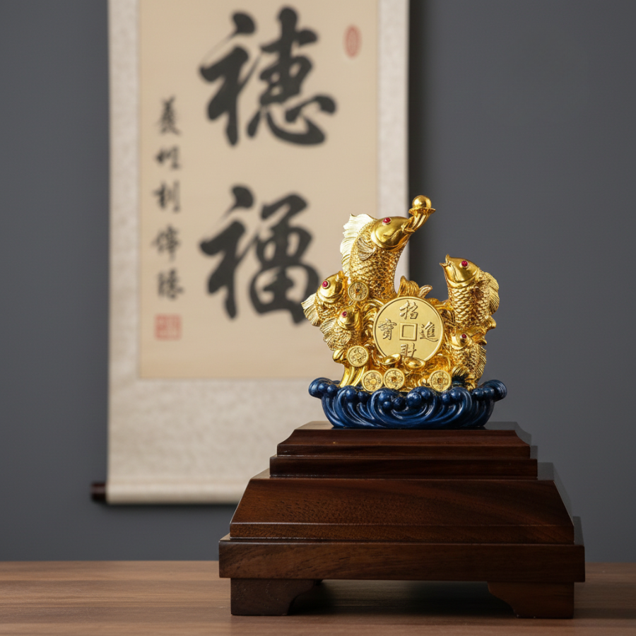 Cá Chép Vượt Vũ Môn Dát Vàng 24k - Ảnh 4