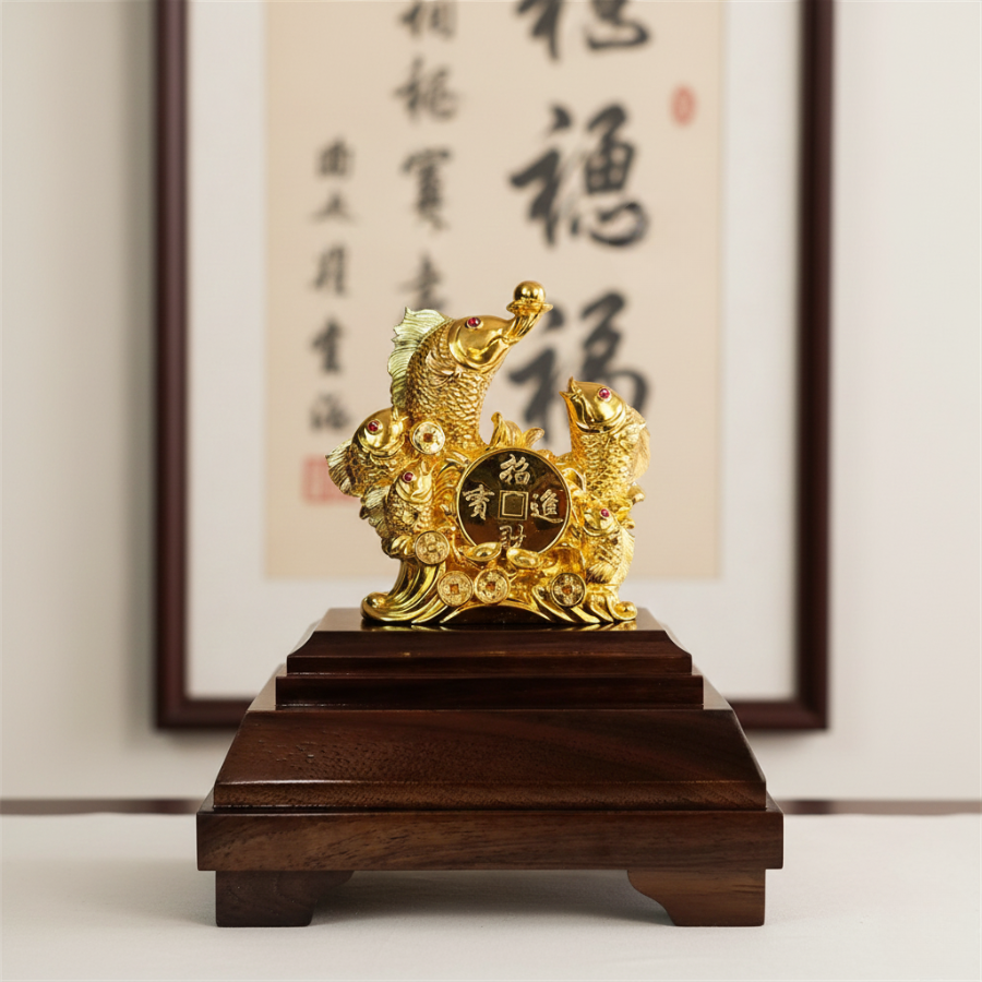 Cá Chép Vượt Vũ Môn Dát Vàng 24k - Ảnh 2