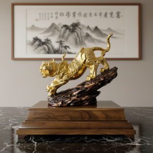 Alternative view of Tượng Bạch Hỗ Dát Vàng 24k