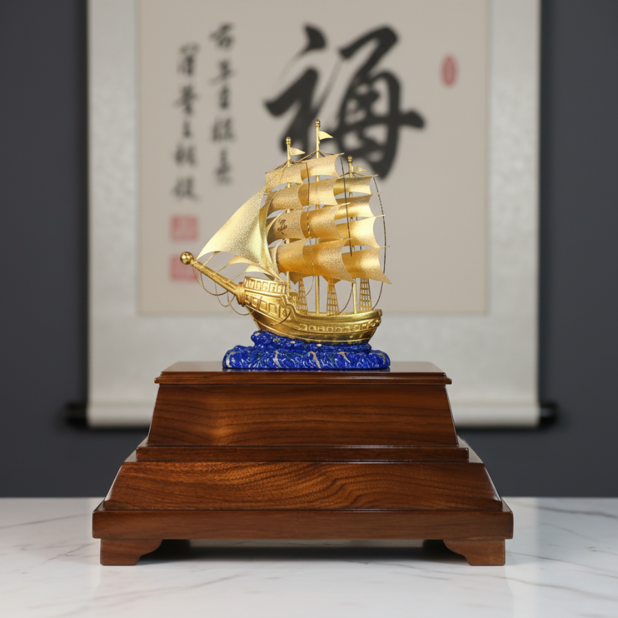 Thuyền Thuận Buồm Dát Vàng 24k - Ảnh 5