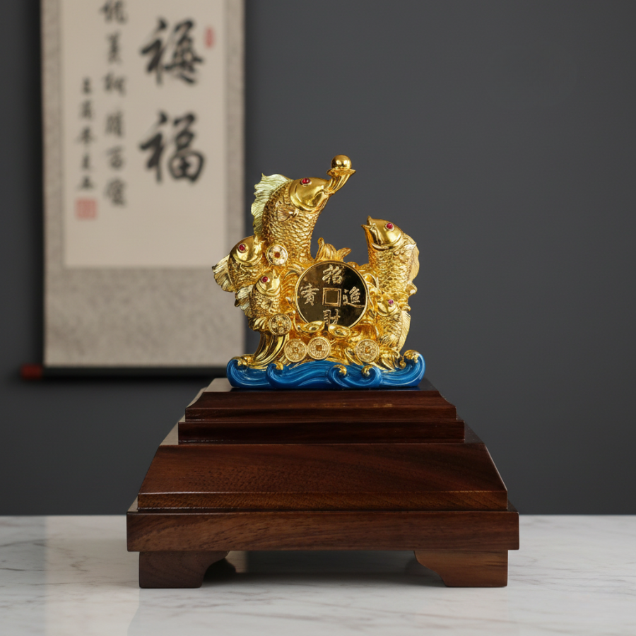Cá Chép Vượt Vũ Môn Dát Vàng 24k - Ảnh 5