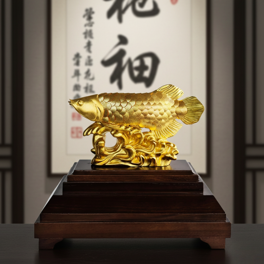 Tượng Cá Rồng Dát Vàng 24k - Ảnh 3
