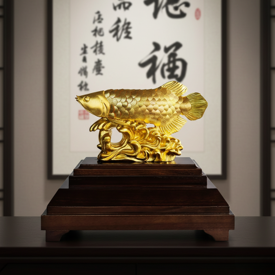 Tượng Cá Rồng Dát Vàng 24k - Ảnh 4