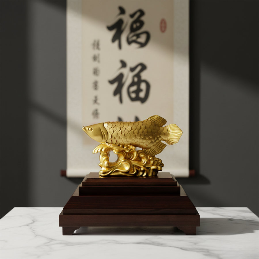 Tượng Cá Rồng Dát Vàng 24k - Ảnh 5
