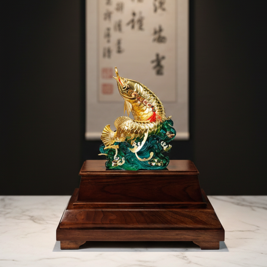 Tượng Cá Rồng Dát Vàng 24k - Ảnh 5