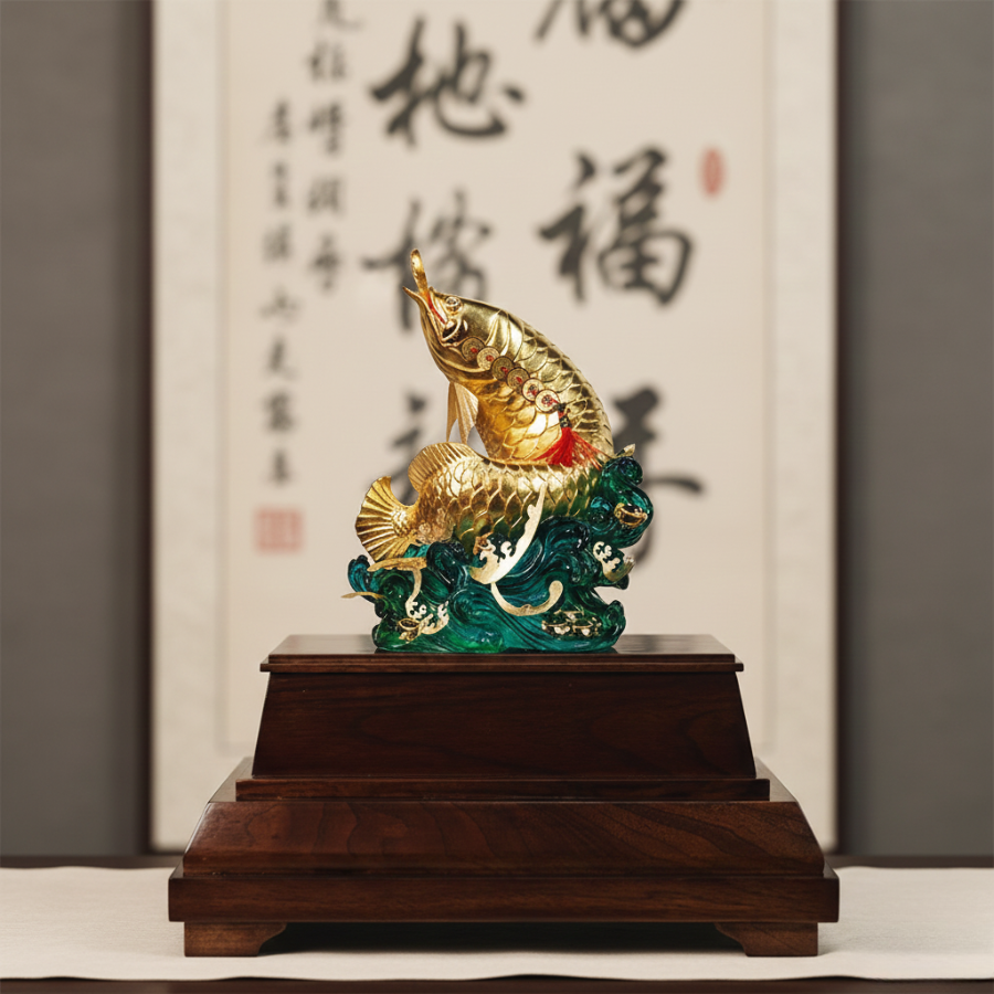 Tượng Cá Rồng Dát Vàng 24k