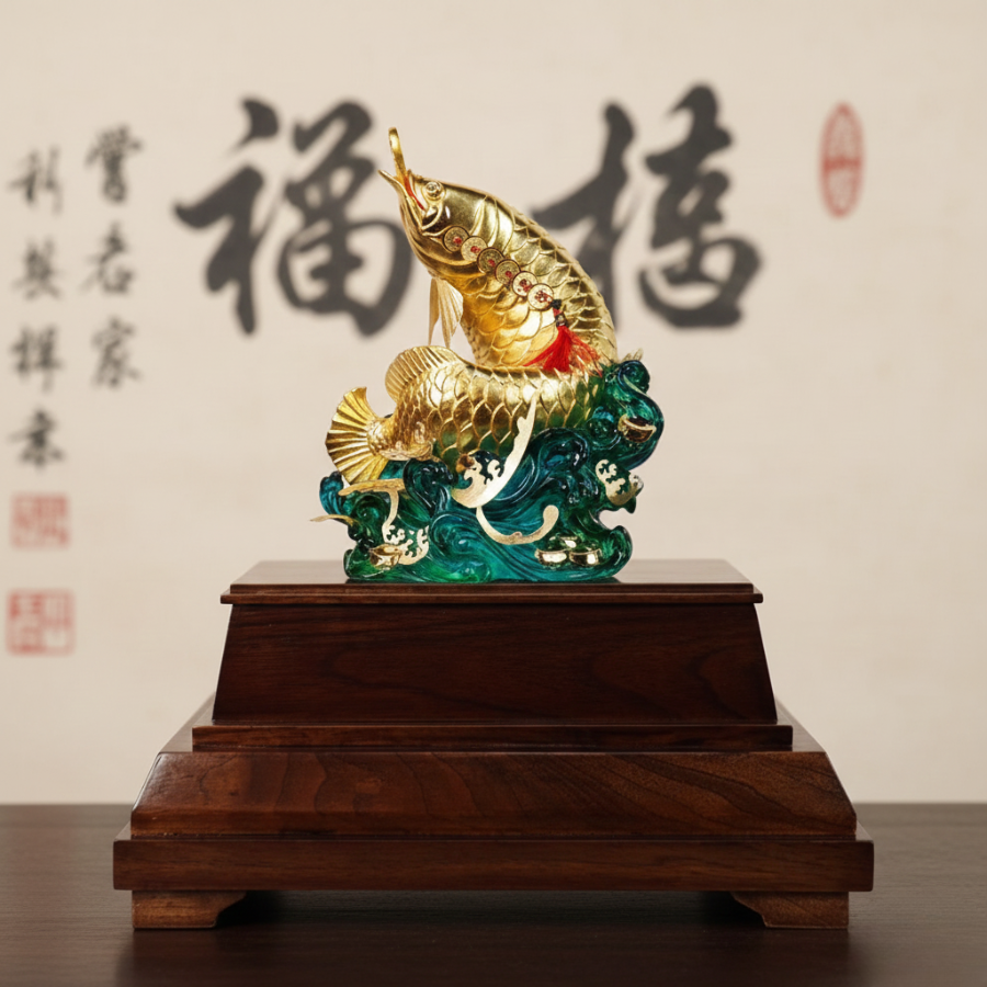 Tượng Cá Rồng Dát Vàng 24k - Ảnh 4