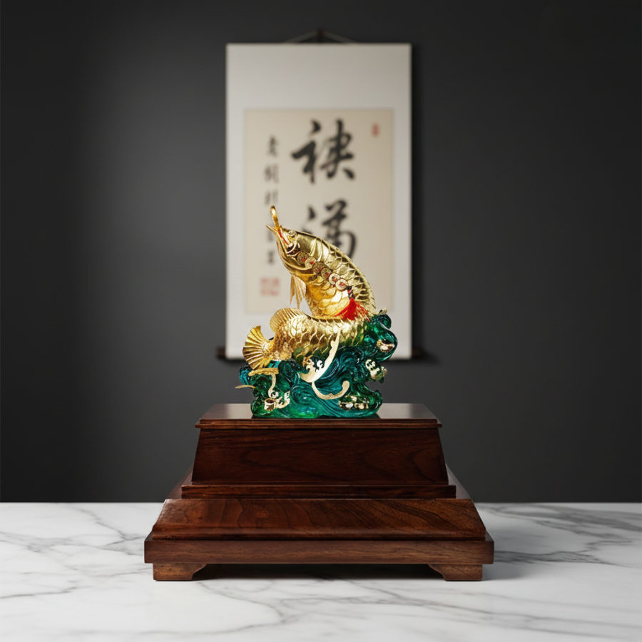 Tượng Cá Rồng Dát Vàng 24k - Ảnh 3