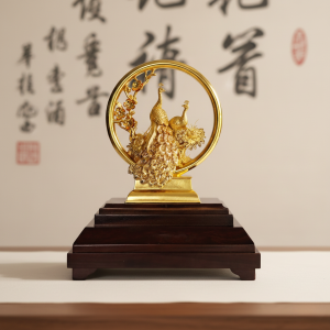 Tượng Chim Công Dát Vàng 24k