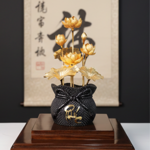 Alternative view of Chậu Sen 8 Cành Dát Vàng 24k